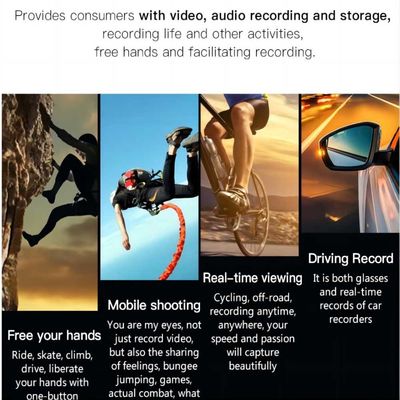 5.0M HD Mountaineering Sport Action Video Vlogging Sunglasses With Remote Control