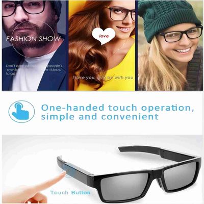TR90 Hidden Camera Sunglasses One Finger Touch Control 40g Lightweight