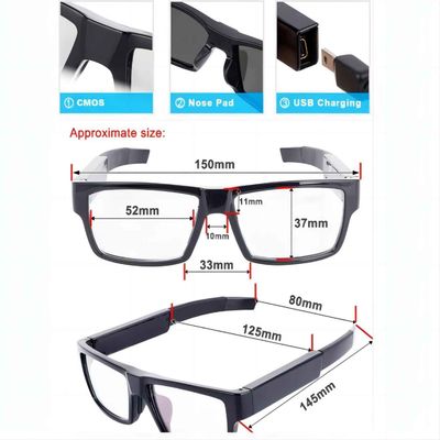 TR90 Hidden Camera Sunglasses One Finger Touch Control 40g Lightweight