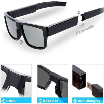 G2-64G Hidden Sunglcasses With 80° Angle Recording Wearable Body Video Camera