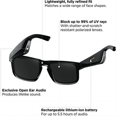 Audio Wireless Bluetooth Video Sunglasses Hands Free Calling Open Ear Headphones