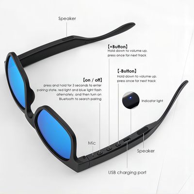 Open Ear Bluetooth Sunglasses Smart Audio Sunglasses For Listen Music Phone Calls