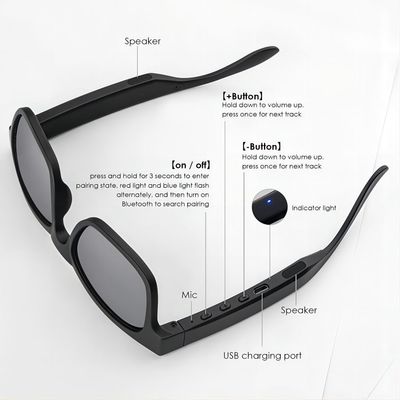 5M Pixels Bluetooth Video Sunglasses With Camera 1080P Micro SD Card Up To 128G