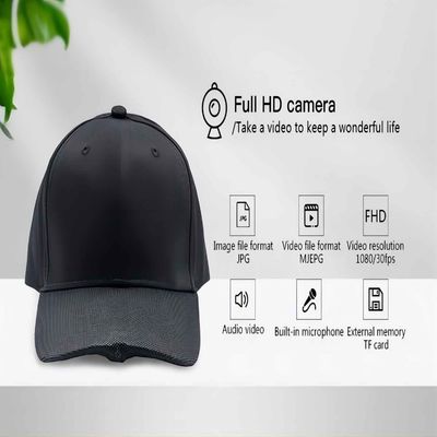 Wearable Body Camera Hidden Camera Hat 128GB External Storage 1296P Recorder