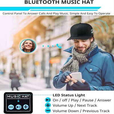 Wireless bluetooth speaker hat, Washable+ adjustable  with HIFI sound for  baseball sport, Ice-skating etc outdoor sport