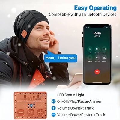 Enjoy Music Keep Warm Bluetooth Beanie Hat For Driving Climbing Skinng