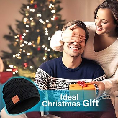 Bluetooth Beanie Hat  Wireless Bluetooth speaker Black hat with music enjoy as Stocking Stuffers Gifts for family