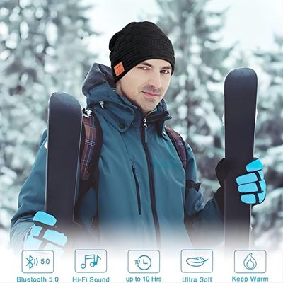 Bluetooth Beanie Hat  Wireless Bluetooth speaker Black hat with music enjoy as Stocking Stuffers Gifts for family