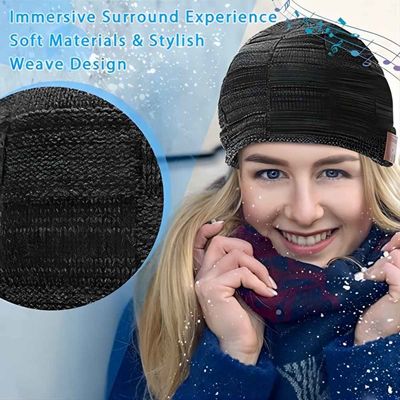 Bluetooth Beanie Hat  Wireless Bluetooth speaker Black hat with music enjoy as Stocking Stuffers Gifts for family