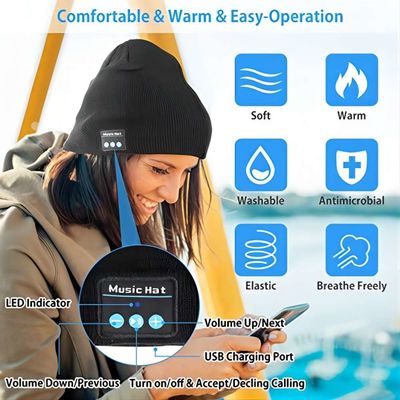 Viview Bluetooth Beanie Hat,Enjoy music&amp; hands-free phone talking,Stocking Stuffers Gifts for Marathon Sports,Camping