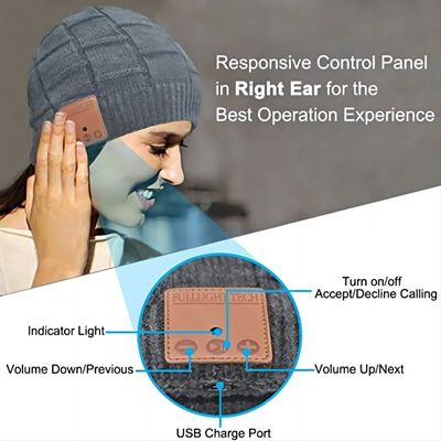 Wireless Bluetooth Beanie Hat Rechargable 250mah with 16hours Music time Phone callings