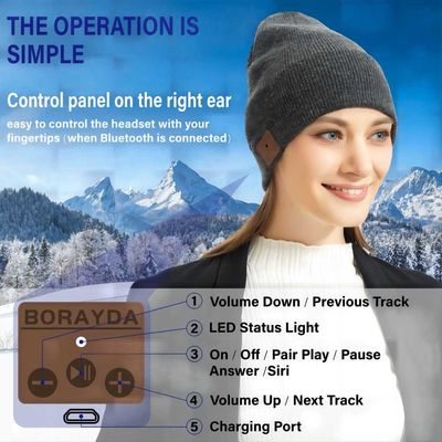Men Women Bluetooth Beanie Hat Headphone Music Hat Winter Knit Cap
