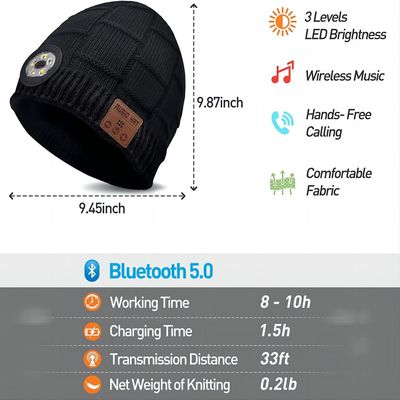 Skating Hiking Camping Dog Walking Bluetooth LED Hat Flashlight Music Playback