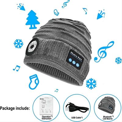 LED Flashlight Music Hat Unisex USB Rechargeable 4 LED Headlamp Cap For Jogging
