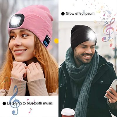 4 LED Headlamp Bluetooth Headphones Hat With Wireless Headphones Birthday Gifts