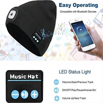 4 LED Headlamp Bluetooth Headphones Hat With Wireless Headphones Birthday Gifts