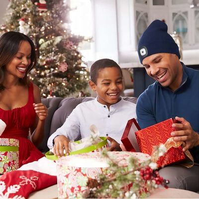Men Women Teens Christmas Presents Bluetooth Headphones Hat With Headtorch