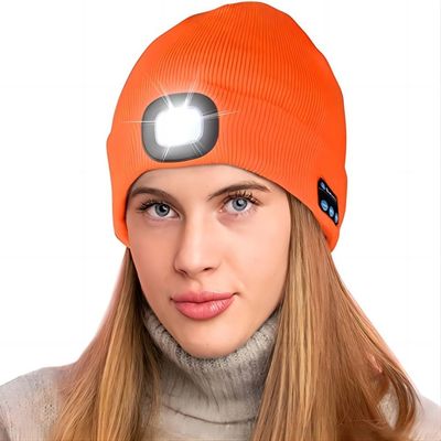 Unisex Headlamp Hat With  Bluetooth Light Wireless Headphones For Men Dad