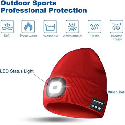 Unisex Headlamp Hat With  Bluetooth Light Wireless Headphones For Men Dad