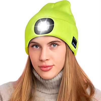 LED Headlamp Music Cap Bluetooth Headphones Hat For Christmas, Birthdays, Men