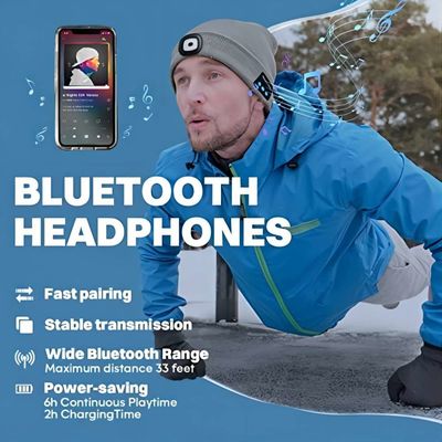 Sports Bluetooth Headphones Hat Hands Free With Music Phone Talks Flahslight