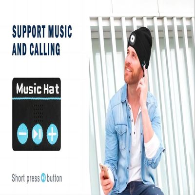 Listening Music Phone Talks Bluetooth Headphones Hat With Headlamp Lighting