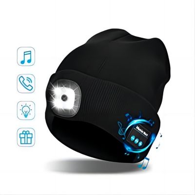 Listening Music Phone Talks Bluetooth Headphones Hat With Headlamp Lighting