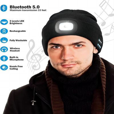 Flashlight Bluetooth Headphones Hat Music Phone Answers For Night Working