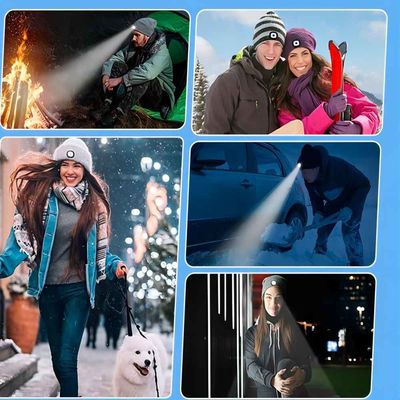 Detachable Bluetooth LED Beanie Hat With Front Light For Night Fishing