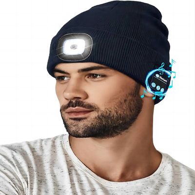 Winter Night Working Wireless Bluetooth Headphones Hat With 3 Adjustable LED Light