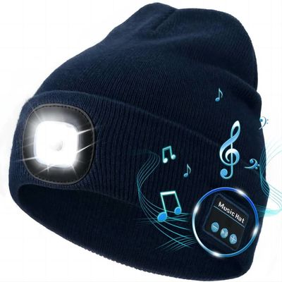 Winter Night Working Wireless Bluetooth Headphones Hat With 3 Adjustable LED Light