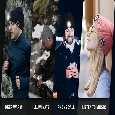 Winter Night Working Wireless Bluetooth Headphones Hat With 3 Adjustable LED Light