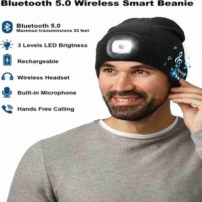 Wireless Earphones Bluetooth Headphones Hat With Lights Christmas Gifts