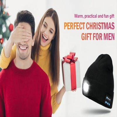 Bluetooth Wireless Headphones Hat With Light Bluetooth Beanie Night Biking