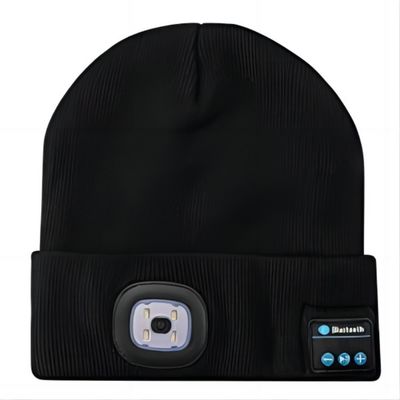 Unisex LED Beanie With Light USB Rechargable Hands Free 4 LED Headlamp Cap