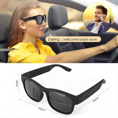 Open Ear Headphones Black Bluetooth Sunglasses Volume Control Anti UV Lens