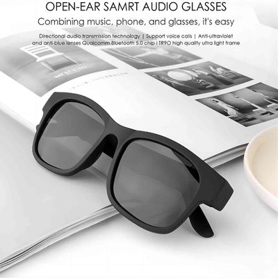 Open Ear Headphones Black Bluetooth Sunglasses Volume Control Anti UV Lens